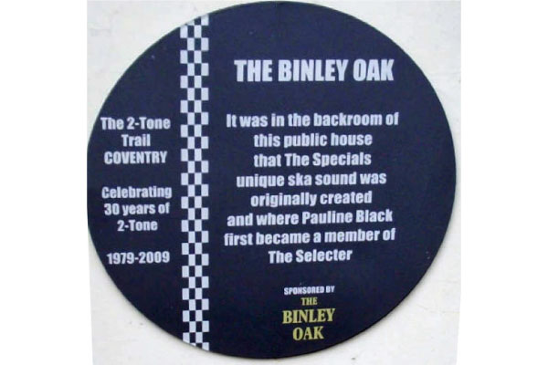 The Binley Oak The Specials and The Selecter Plaque