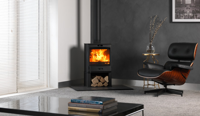 Freestanding Wood Burning Stove With Twin Wall Flue System