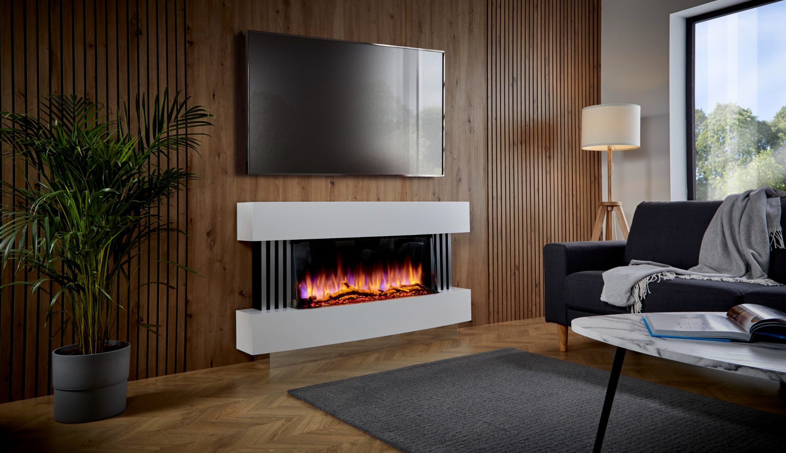 Katell Italia Nola Electric Fireplace Freestanding and Wall-Mounted Electric Suite with the Charlton and Jenrick Infinity Slim electric fire